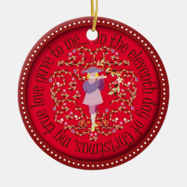 Leda i rör för elva pipblåsare julgransprydnad keramik (Framsidan)