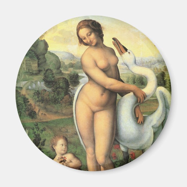 Leda och Svan av Leonardo da Vinci Magnet (Framsidan)