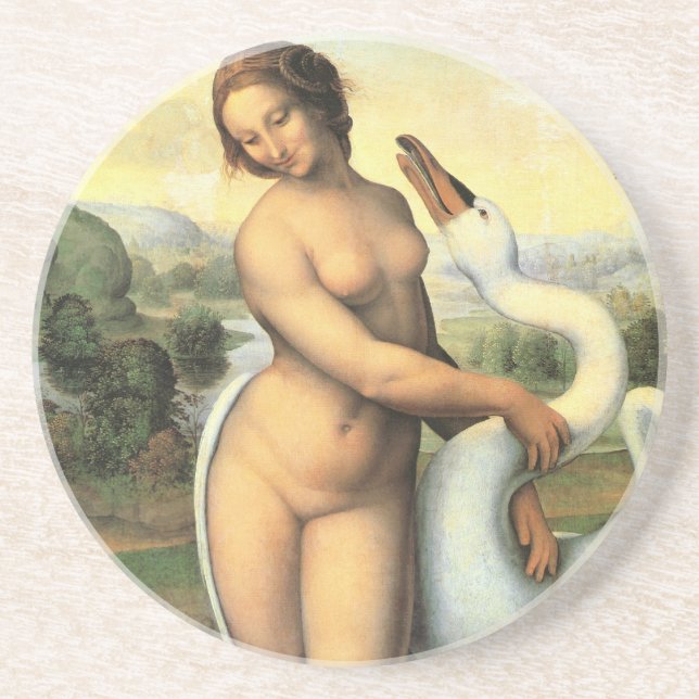 Leda och Svan av Leonardo da Vinci Underlägg Sandsten (Framsidan)