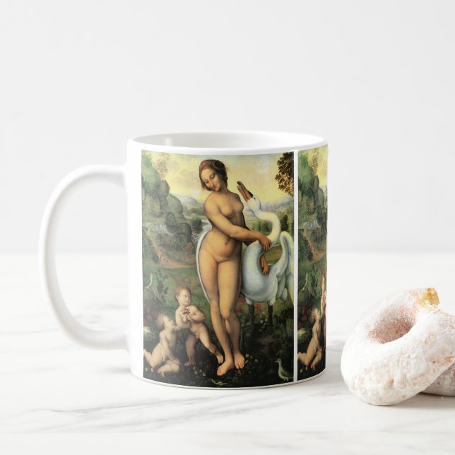 Leda och Svan inom Leonardo da Vinci Kaffemugg (Med munk)