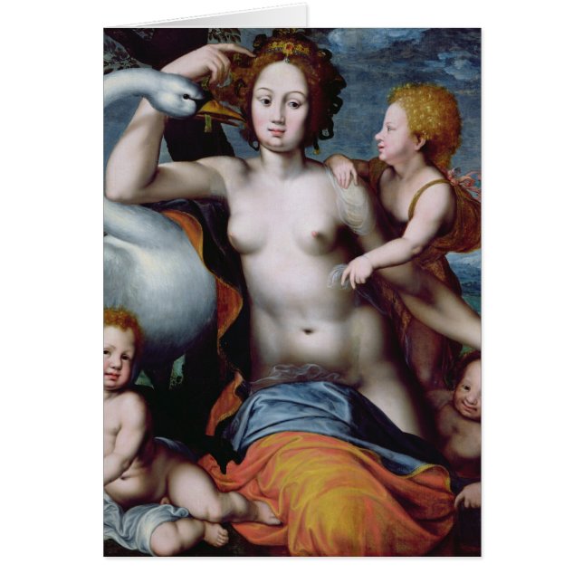 Leda och svanen hälsningskort (Framsidan)