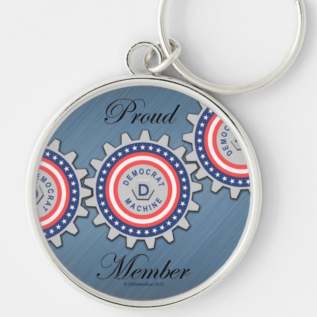 Ledamot för Proud Democrat Maskin Rund Silverfärgad Nyckelring (Framsidan)