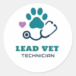 🩺 Ledande veterinär tekniker veterinärklinik team Runt Klistermärke