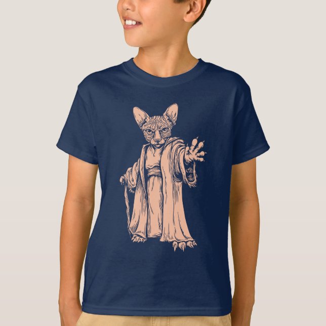 Ledar- Sphynx mörk T-tröjaför barn Tee Shirt (Framsida)