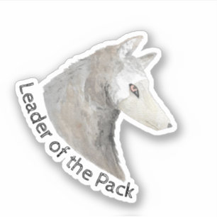 Ledare för Vargen Pack Watercolor Animal Grått Klistermärken