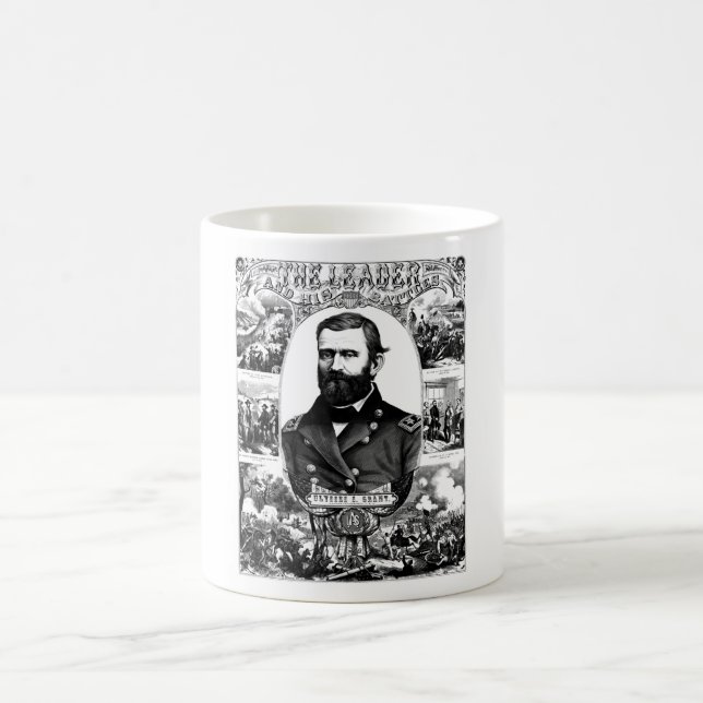 Ledare och hans strider -- Ulysses S. Bevilja Kaffemugg (Center)