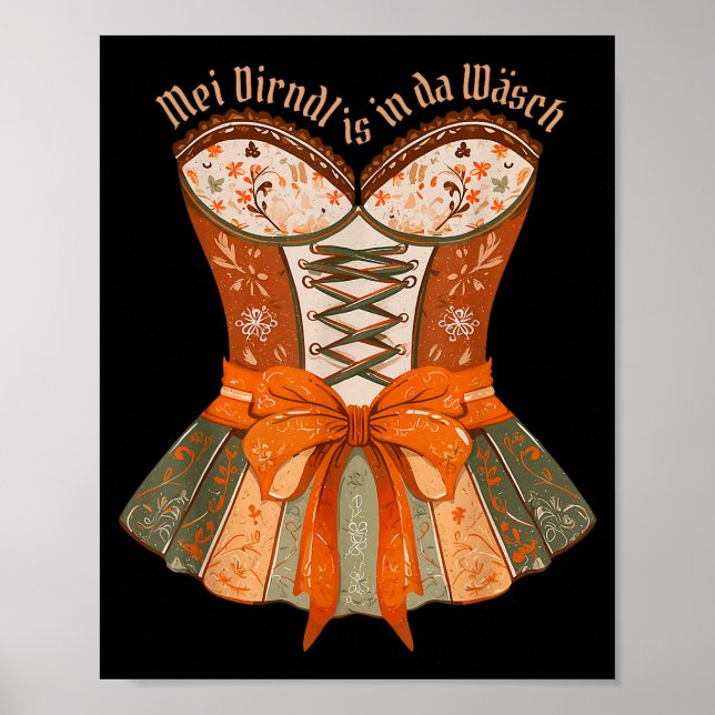 Lederhosen Costume Cute German Bavarian Women  Poster (Framsidan)
