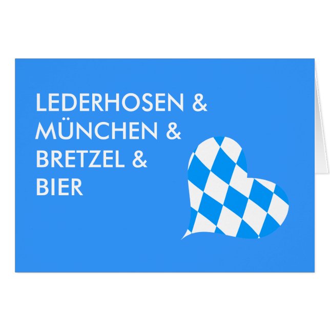 LEDERHOSEN & MÜNCHEN & BRETZEL & BIER HÄLSNINGSKORT (Framsidan Horizontal)