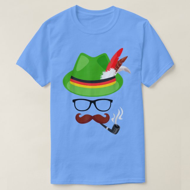 Lederhosen Oktoberfest German Ansikte Glasses Hall T Shirt (Design framsida)