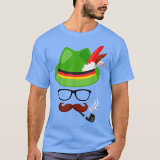 Lederhosen Oktoberfest German Ansikte Glasses Hall T Shirt