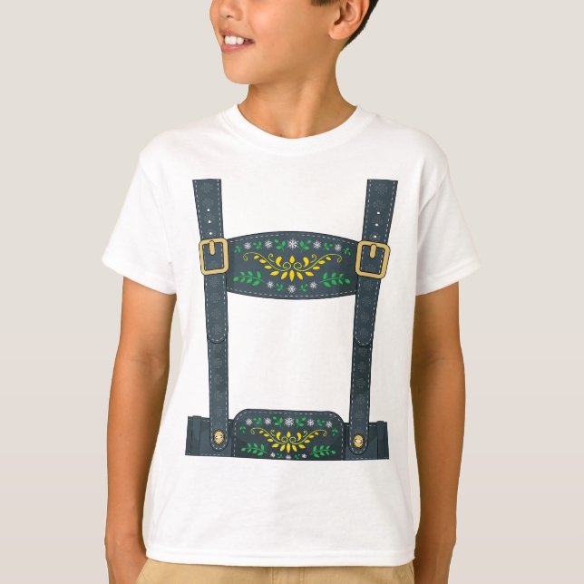 Lederhosen Oktoberfest German Festival Costume T Shirt (Framsida)