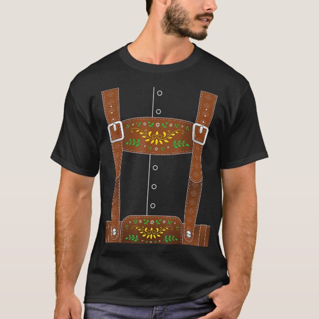 Lederhosen Oktoberfest Halloween Costume T Shirt (Framsida)