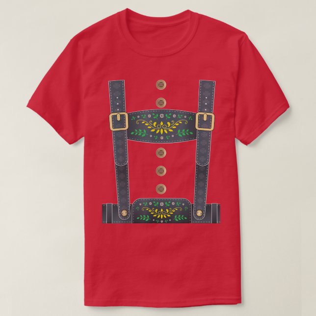 Lederhosen Suspenders Oktoberfest Bavarian München T Shirt (Design framsida)