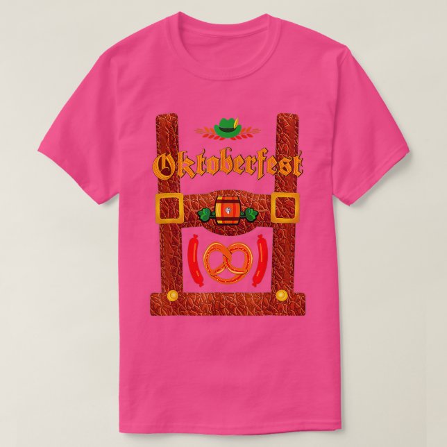 Lederhosen Suspenders Oktoberfest Bavarian München T Shirt (Design framsida)