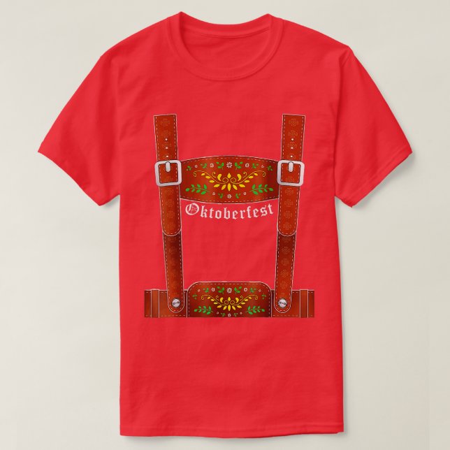 Lederhosen Suspenders Oktoberfest Halloween Bavari T Shirt (Design framsida)