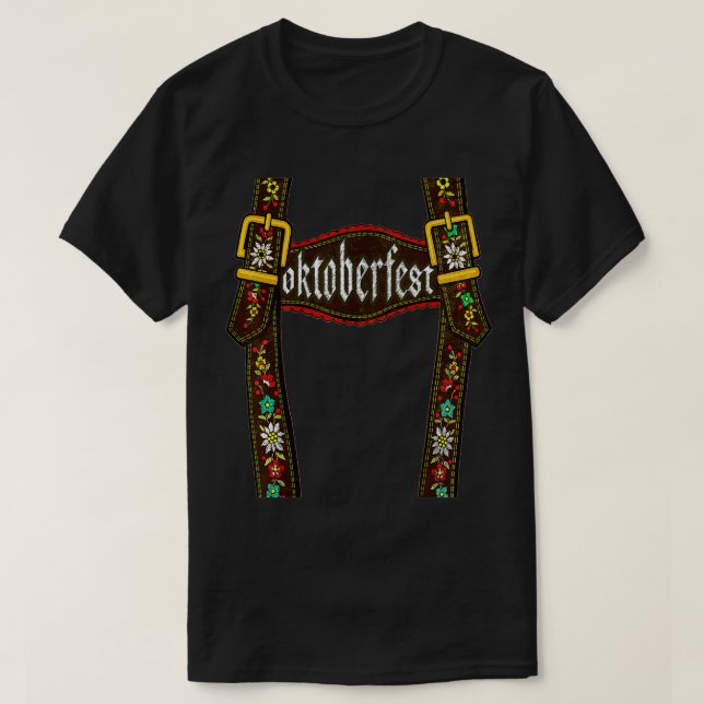Lederhosen Suspenders Tee Oktoberfest Bavarian Mun (Design framsida)