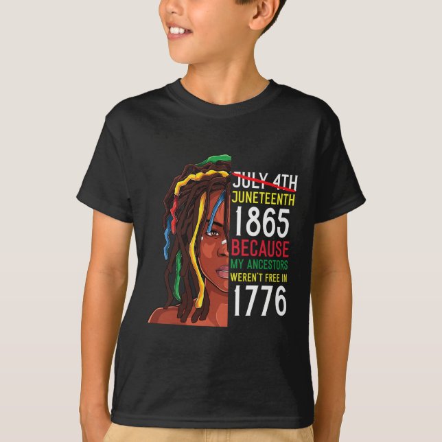 Ledig 1776 juli 4:e svartvit gäst t shirt (Framsida)