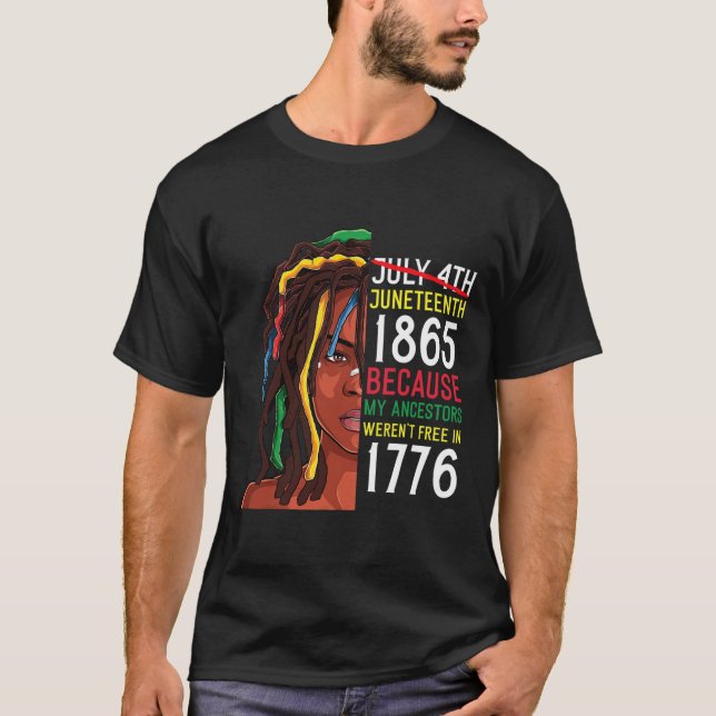 Ledig 1776 juli 4:e svartvit gäst t shirt (Framsida)