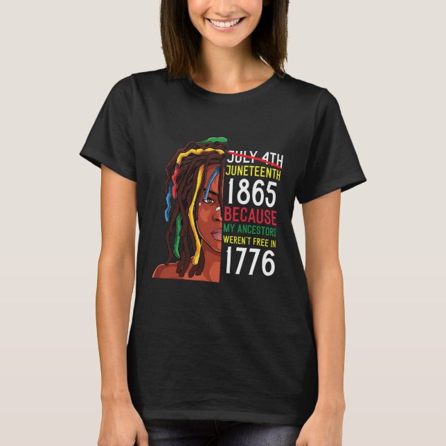 Ledig 1776 juli 4:e svartvit gäst t shirt (Framsida)