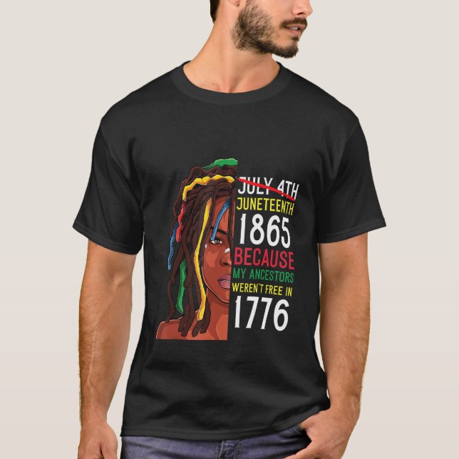 Ledig 1776 juli 4:e svartvit gäst t shirt (Framsida)