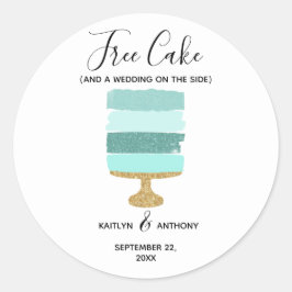 Ledig cake-nuny Modern Photo Bröllop spara datum Runt Klistermärke