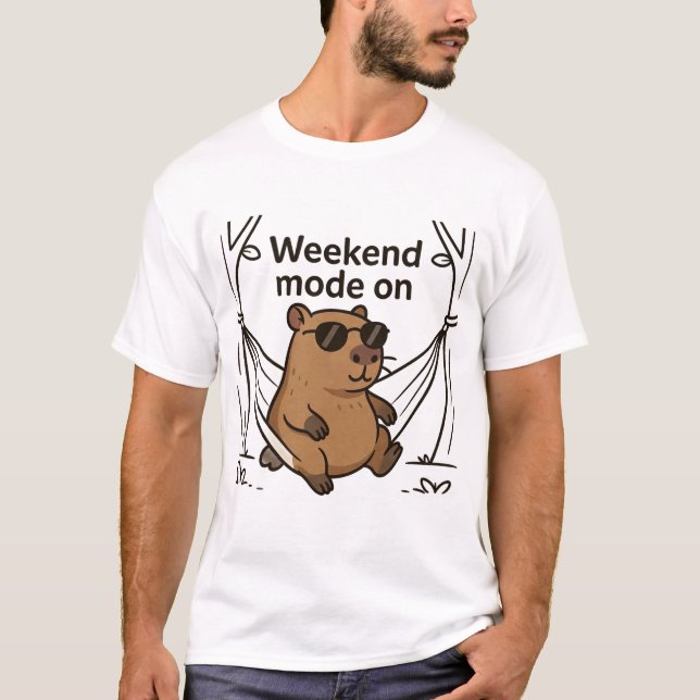 Ledig Capybara Meme Tecknad T-shirt (Framsida)