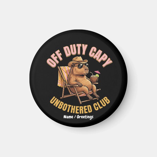 Ledig Capybara Obevärd Klubb Retro Strand Konst Magnet (Framsidan)