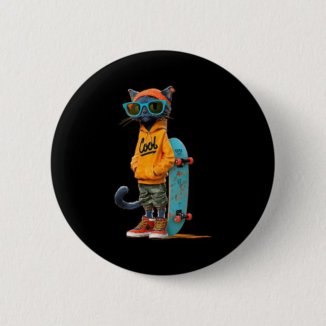 Ledig cool skateboard katt kostym för pojkar och knapp (Framsida)