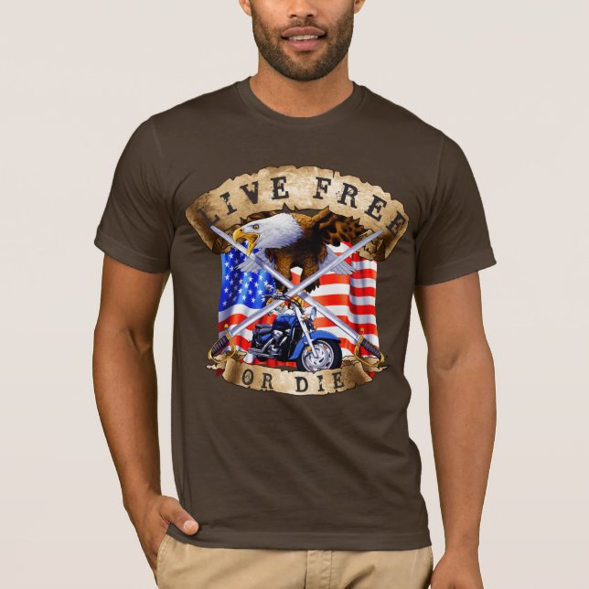 Ledig eller dyr, motorcykelpatriot, Eagle T Shirt (Framsida)