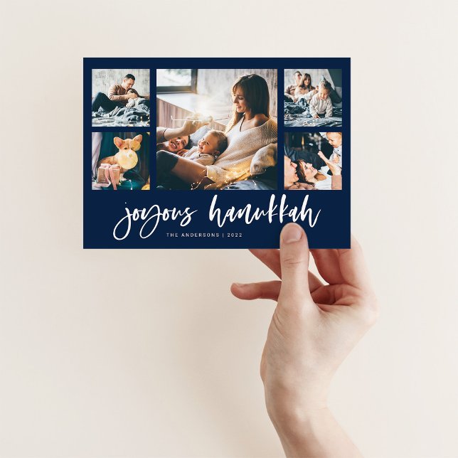 Ledig handskrift Multi Foto Grid | Glad Hanukkah Julkort (Skapare uppladdad)
