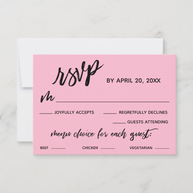 Ledig handstil Meny Val Medium Rosa RSVP (Framsida)