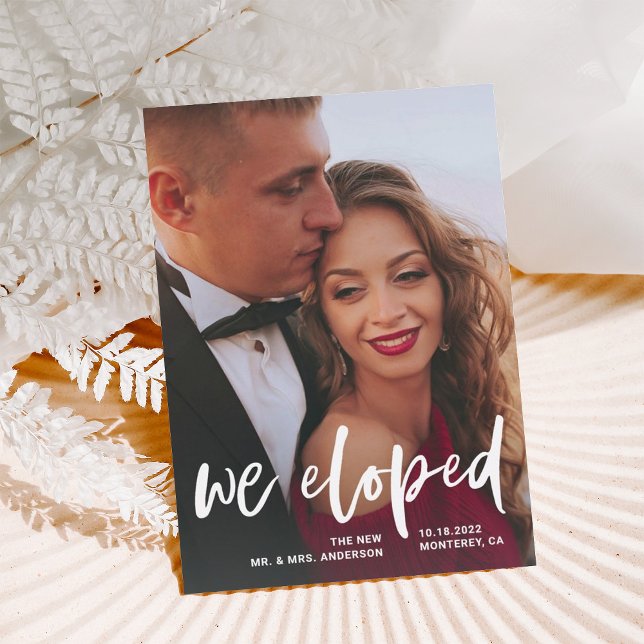 Ledig handstil | Två foton bröllopsannonsering Inbjudningar (Skapare uppladdad)