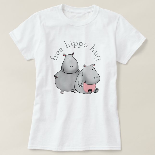 Ledig Hippo Hug T Shirt (Design framsida)