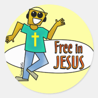 Ledig i Jesus Runt Klistermärke