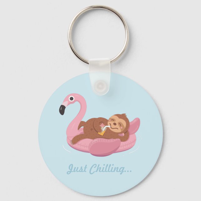Ledig Lättjefull Sengångare Rosa Flamingo Flotte N Nyckelring (Framsida)