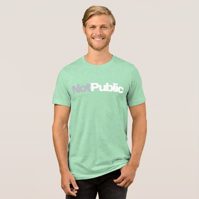 Ledig mintgrön “Not Public”-grafik t-shirt (Framsida Full)