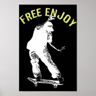 Ledig njut av Retro Urban-skateboarding Poster