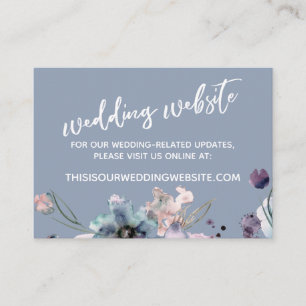 Ledig skript Dammig blå blomsterbröllopswebbplats Tilläggskort