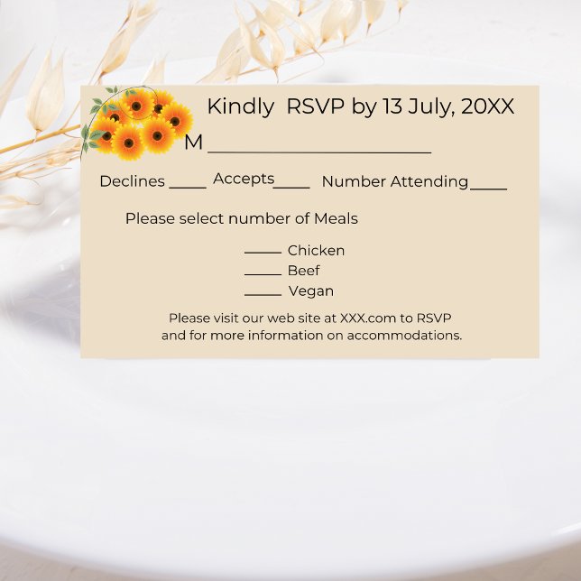 Ledig Solros RSVP-kort OSA Kort (Skapare uppladdad)