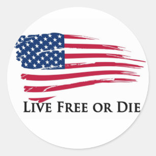 Ledigt eller amerikanskt Flagga - New Hampshire Runt Klistermärke