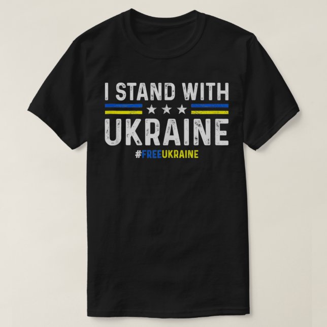 Ledigt Ukraina står jag för Ukrainas stöd Ukraina T Shirt (Design framsida)