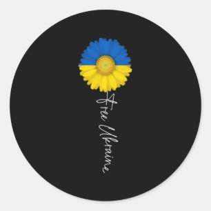 Ledigt Ukraina Sun Flower Support Ukraina I stand Runt Klistermärke