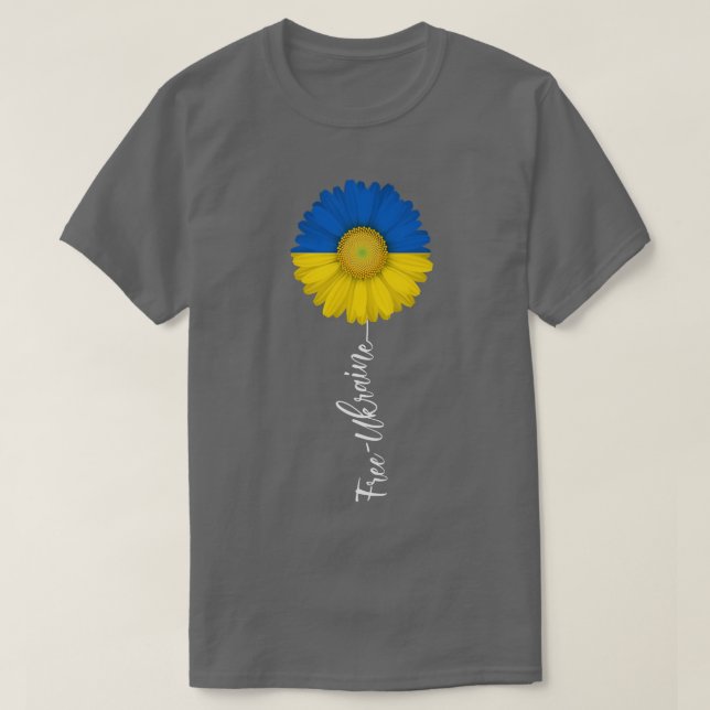 Ledigt Ukraina Sun Flower Support Ukraina I stand  T Shirt (Design framsida)