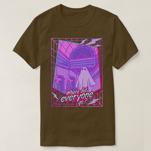 Ledsen 1980-talet Vaporwave Ghost Lakan Ghost Aest T Shirt (Design framsida)