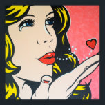 Ledsen Adjö - Original Pop Art Poster<br><div class="desc">En söt blondiner blåser en ledsen kyss adjö. Skriv ut en originaldesign popkonsmålning på arbetsytan på www.jamieleeart.com</div>