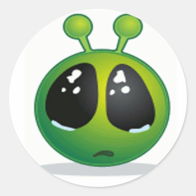 Ledsen Alien Runt Klistermärke (Framsida)