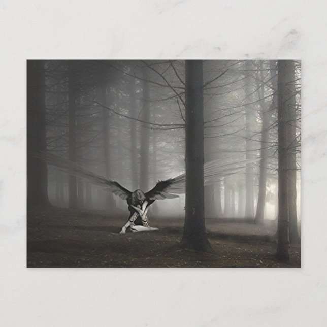 Ledsen Angel i Skogen Vykort (Framsida)