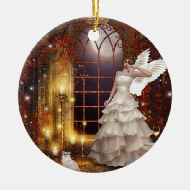 Ledsen Angel Julgransprydnad Keramik (Framsidan)