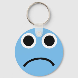 Ledsen Ansikte Blue Frowning Emoticon Emoji Nyckelring