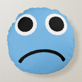 Ledsen Ansikte Blue Frowning Emoticon Emoji Rund Kudde